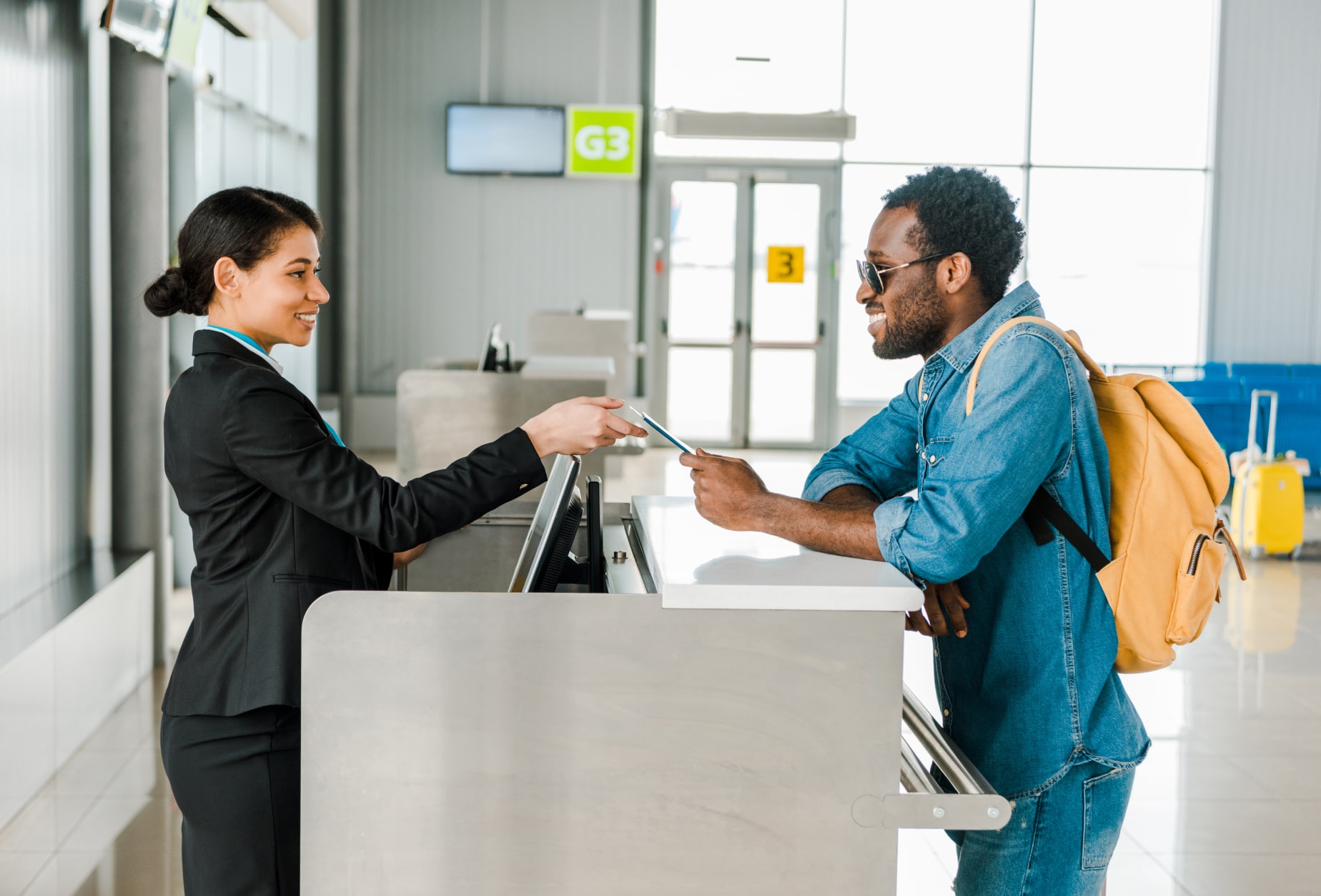 Tourist checking in at an airport