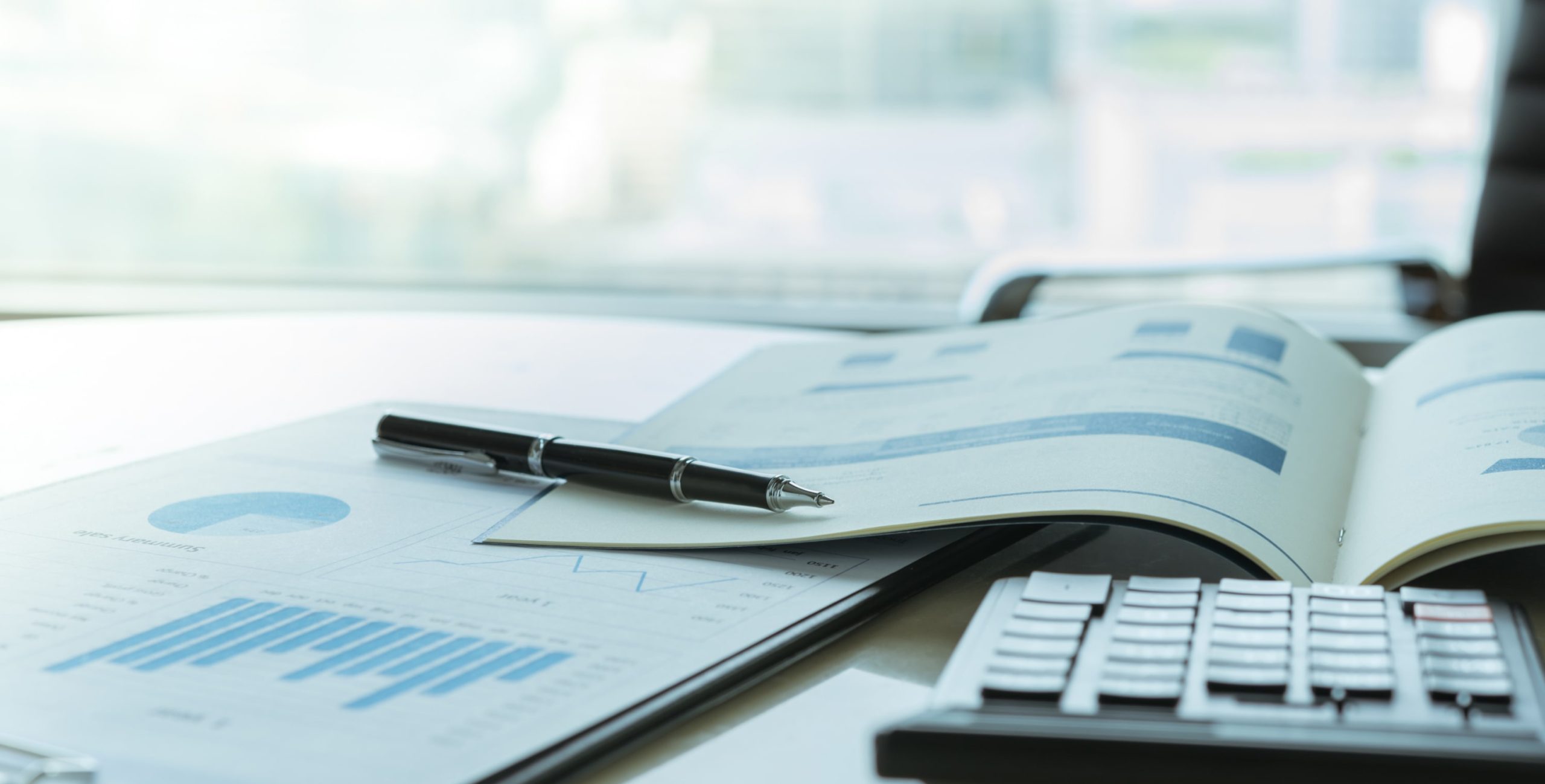 Annual Report and a calculator