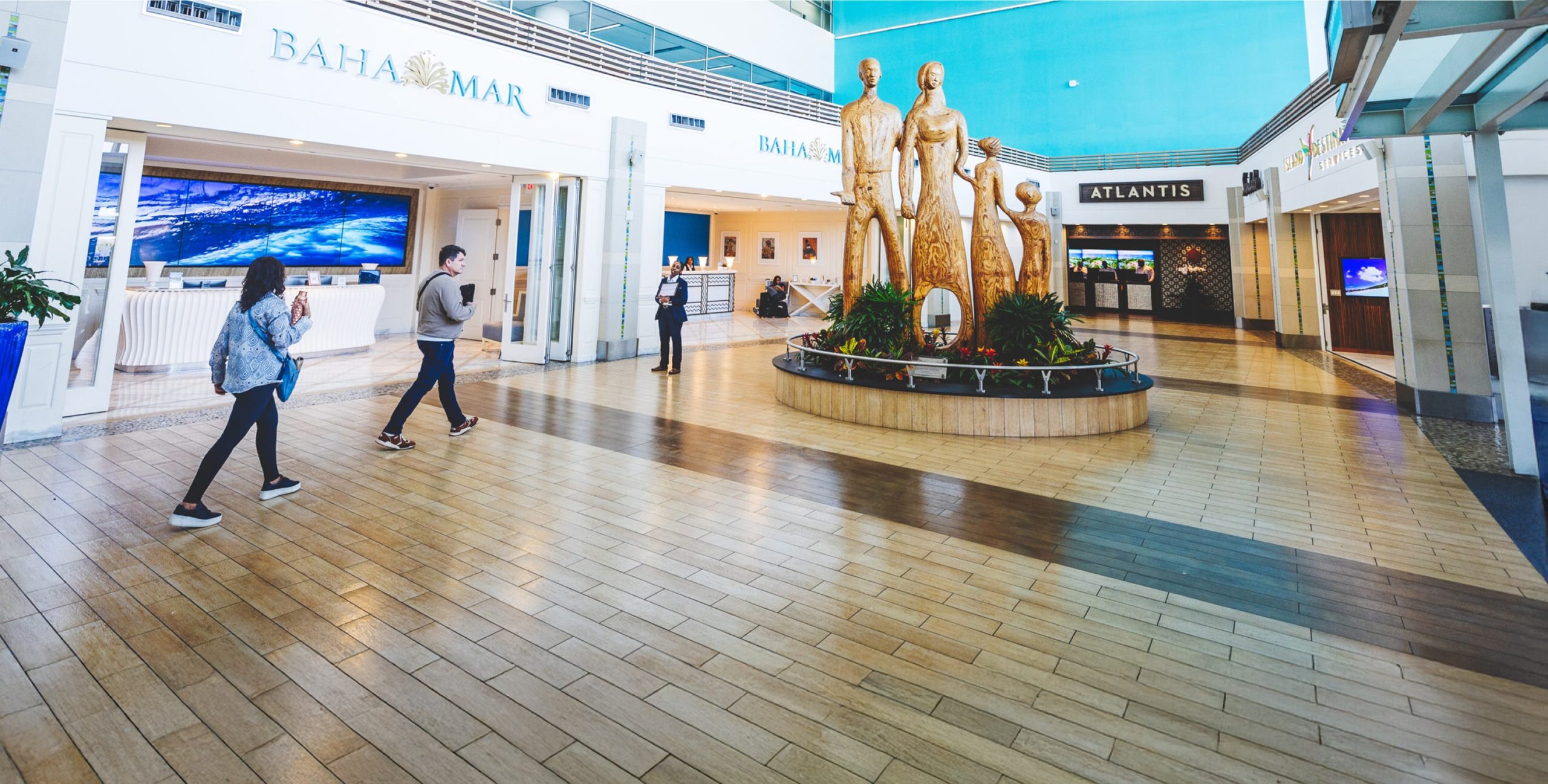 Interior Airport with sculpture artwork.